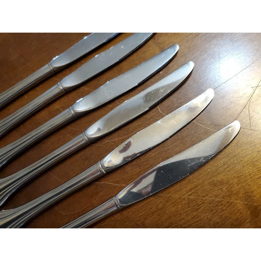 6 Oneida USA BANCROFT Dinner Knives Stainless Flatware